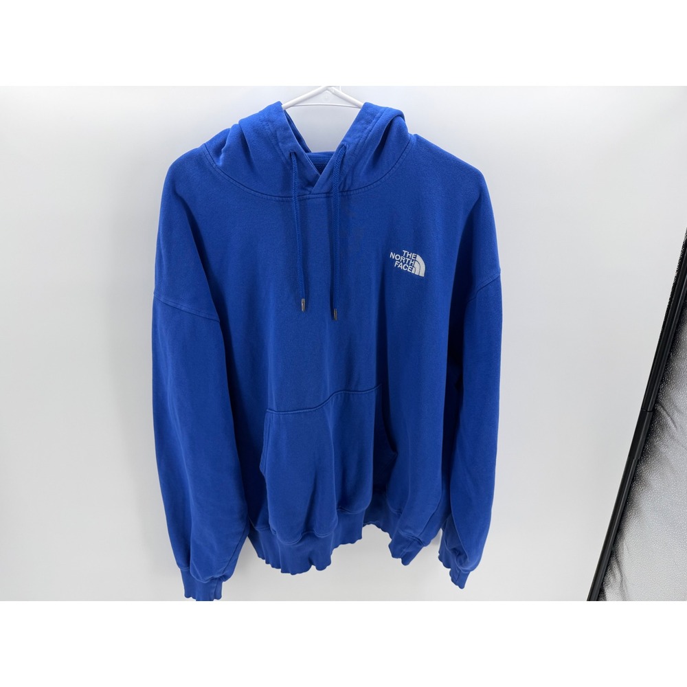 The North Face Hoodie Mens Large Blue Excellent Circular Design Pullover Logo